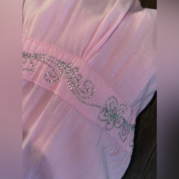 Y2K Pink rayon babydoll dress with silver detailing - Picture 7 of 7